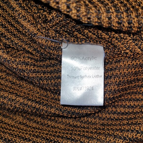 Misook Faux Leather Trim Knit Cardigan Jacket - Picture 7 of 7